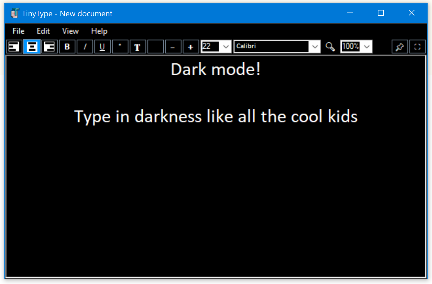 Screenshot in dark mode